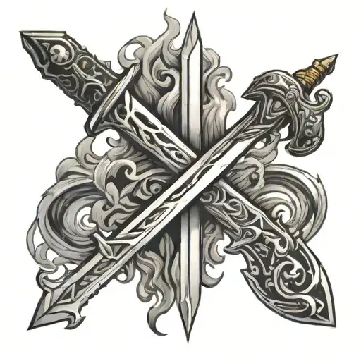 Sword and flame tattoo design idea