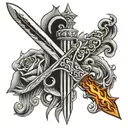 Sword and flame tattoo design idea