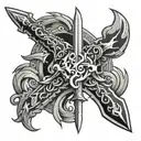 Sword and flame tattoo design idea