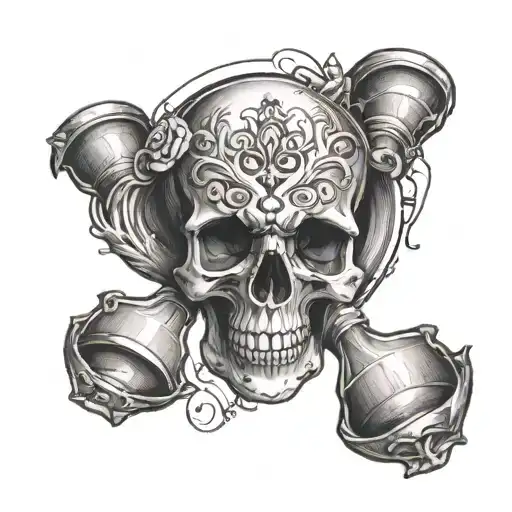 hourglass skull hands holding tattoo design idea
