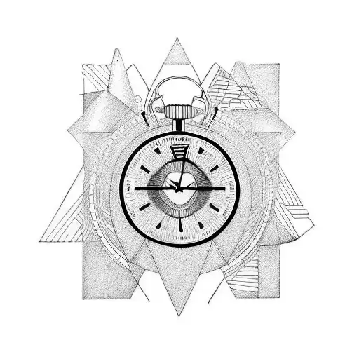 Running with time and geometric motives tattoo design idea