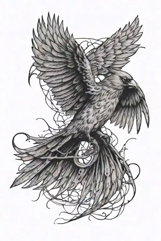 Cardinal flying tattoo design idea