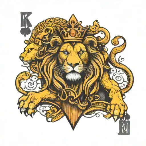 King of Spades Lion Playing card  tattoo design idea
