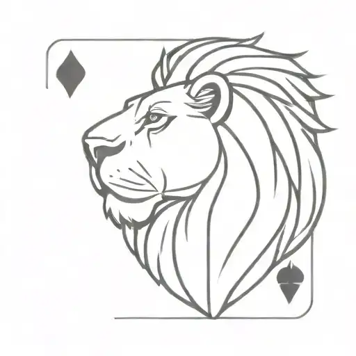 3D King of Spades card with fierce Lion as the King  tattoo design idea