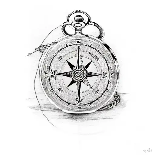pocket watch compass anchor rope fishing burn every boat be a good man tattoo design idea