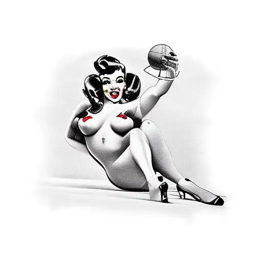 pin up girl nude tattoo design idea