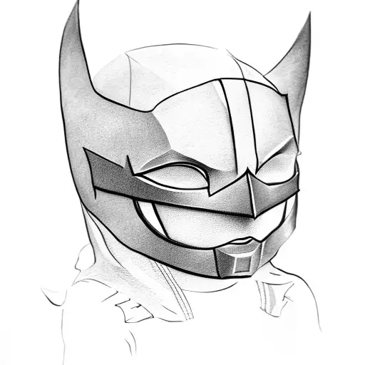 little girl wear batman mask  tattoo design idea