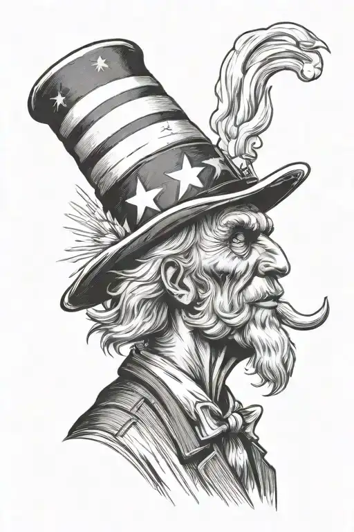 uncle sam wearing a fire helmet tattoo design idea