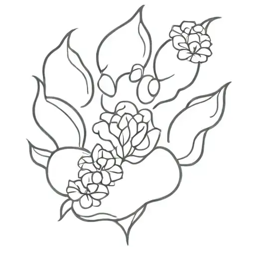 bear paw print floral outline tattoo tattoo design idea