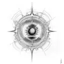 A celestial-themed tattoo representing the interconnectedness of the universe and the pursuit of knowledge, incorporating elements of engineering and philosophy tattoo design idea