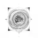 A celestial-themed tattoo representing the interconnectedness of the universe and the pursuit of knowledge, incorporating elements of engineering and philosophy tattoo design idea