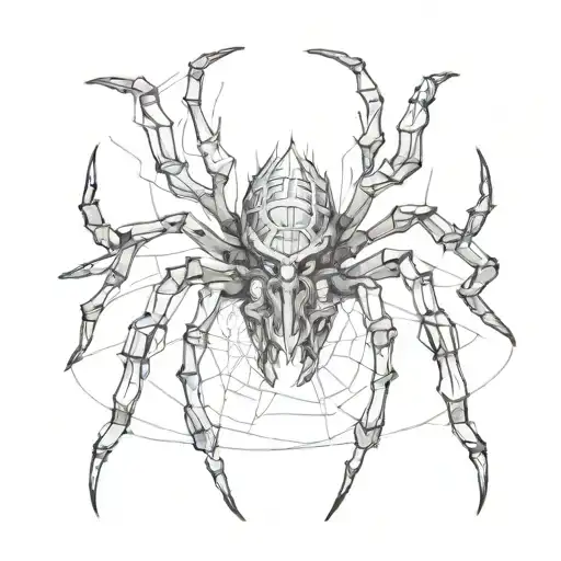 spider head from the movie "The Thing" in black metal style tattoo design idea