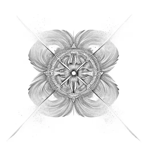 beach sun palm tree waves realistic mandala tattoo design idea