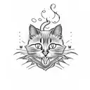 A black cat sipping wine from a glass tattoo design idea