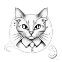 A black cat sipping wine from a glass tattoo design idea