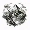 mountains and ronin warrior tattoo design idea