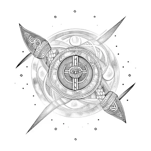 3 Viking symbols connected like planets tattoo design idea