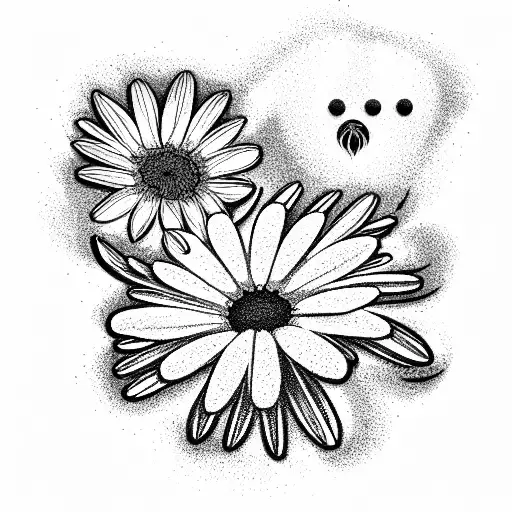 An old tennis ball that has small daisies growing out of it tattoo design idea