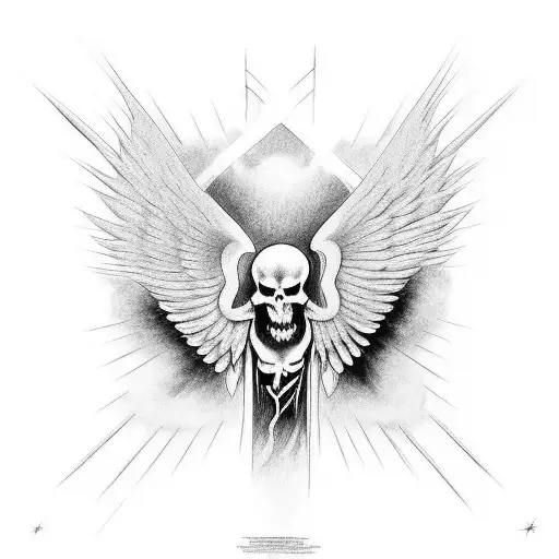 Angle fighting demons stair case to heaven  tattoo design idea