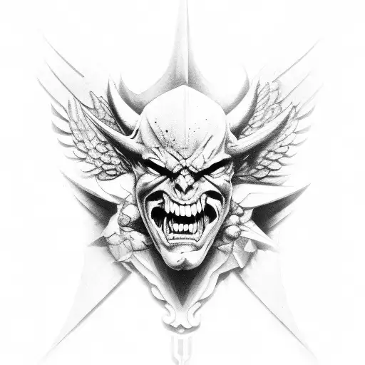 Angle fighting demons  tattoo design idea