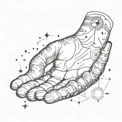 A minimalist hand tattoo universe tattoo design idea