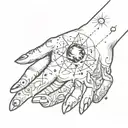 A minimalist hand tattoo universe tattoo design idea