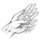 A minimalist hand tattoo universe tattoo design idea