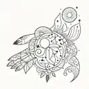 A minimalist hand tattoo universe tattoo design idea
