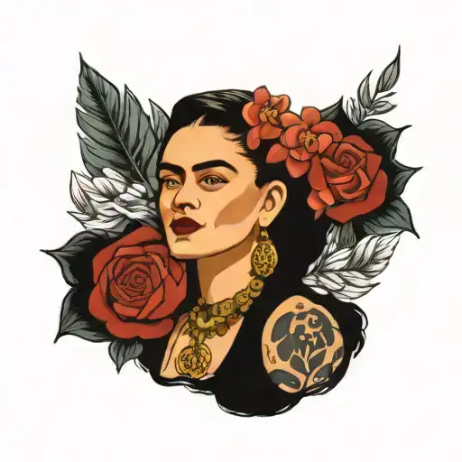 frida kahlo with tattoos and joint tattoo design idea