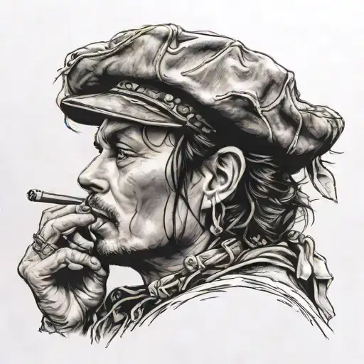 johnny depp using an aubergine as a harmonica tattoo design idea