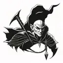 Strong bald elf warrior face tattoo design idea