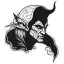 Strong bald elf warrior face tattoo design idea