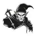 Strong bald elf warrior face tattoo design idea