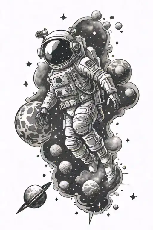 outer space with stars tattoo design idea