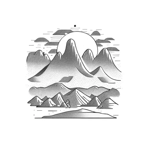 western, sunsets, cactus, dirt roads, mountains tattoo design idea