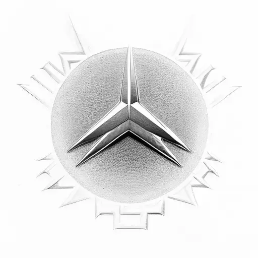 Mercedes Benz logo incorporated into a dark and edgy design tattoo design idea