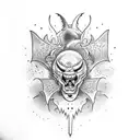evil bat tattoo design idea