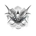 evil bat tattoo design idea