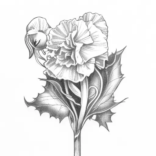 snow drop, carnation, rose, poppy, gladiolus, holly, and narcissus tattoo design idea