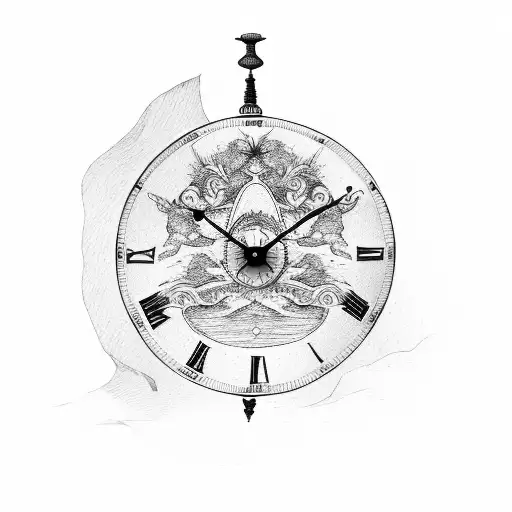 Father Time with antique clock in forest background tattoo design idea