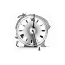 old man with long pipe antique clock in forest background tattoo design idea