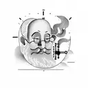 old man with long pipe antique clock in forest background tattoo design idea