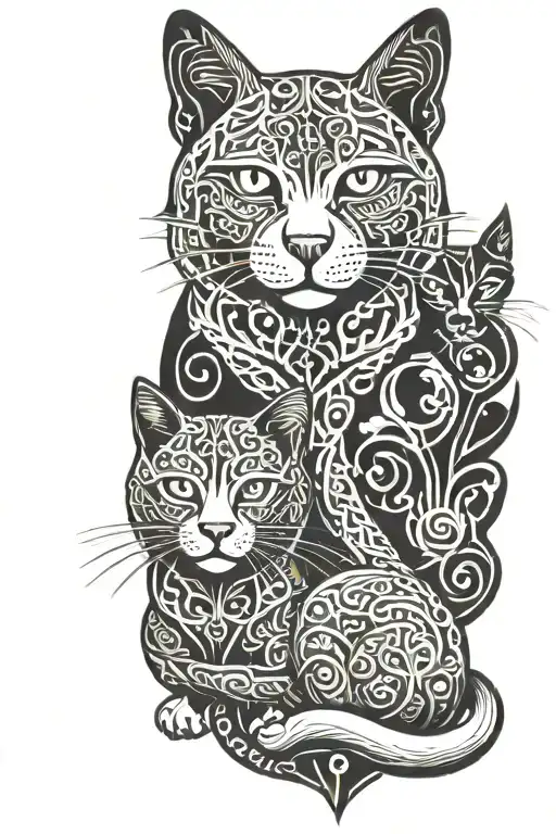 Irish Celtic tattoo of dog and cat tattoo design idea