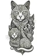 Irish Celtic tattoo of dog and cat tattoo design idea