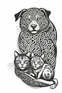Irish Celtic tattoo of dog and cat tattoo design idea