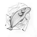Low poly blue whale tattoo design idea