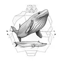 Low poly blue whale tattoo design idea