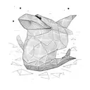 Low poly blue whale tattoo design idea