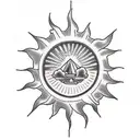 clouds with sun rays tattoo design idea