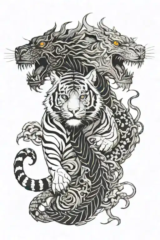 tiger and dragon tattoo design idea